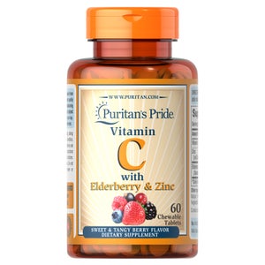 Puritan's Pride Vitamin C with Elderberry & Zinc - 60 Chewable Tablets