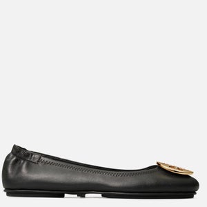Tory Burch Women's Minnie Travel Leather Ballet Flats - Black/Gold