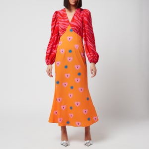Never Fully Dressed Women's Lucy Print Clash Midi Dress - Orange