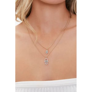 Hand & Eye Charm Layered Necklace