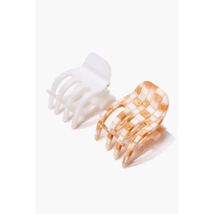 Checkered Marbled Hair Claw Clip Set
