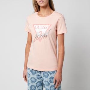 Guess Women's Short Sleeve Crewneck Icon T-Shirt - Peach Creme