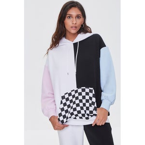 Colorblock Checkered Hoodie