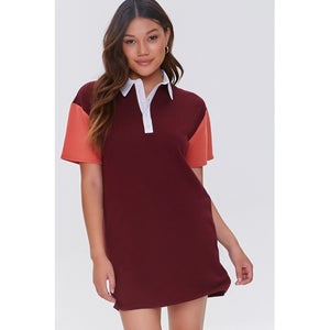 Colorblock Polo Shirt Dress