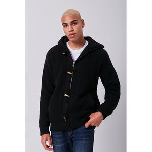 Ribbed Hooded Zip-Up Jumper