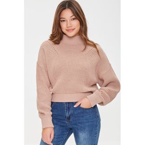 Mock Neck Drop-Sleeve Sweater