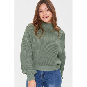 Mock Neck Drop-Sleeve Sweater