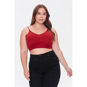 Plus Size Jumper-Knit Cropped Cami