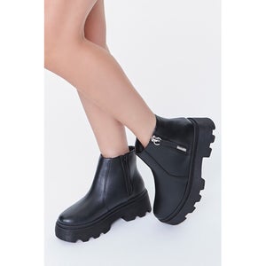 Faux Leather Lug Booties