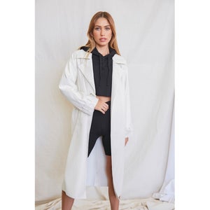 Belted Faux Leather Duster Jacket