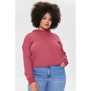 Plus Size Ribbed Knit Hoodie