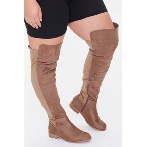 Thigh-High Faux Suede Boots (Wide)