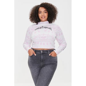 Plus Size Emotional Graphic Crop Top