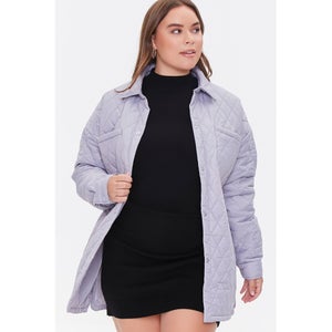 Plus Size Quilted Dolphin-Hem Jacket