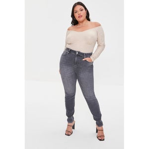 Plus Size Whiskered Skinny Jeans