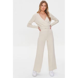 Ribbed Crop Top & Wide-Leg Trousers