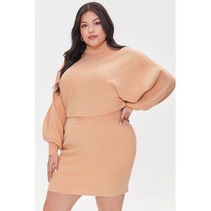 Plus Size Knitted Top & Skirt Set