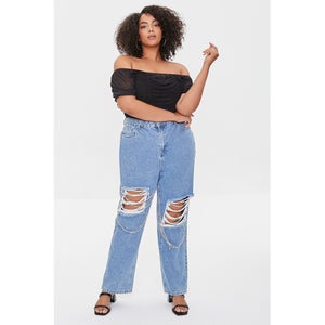 Plus Size Distressed Chain Jeans