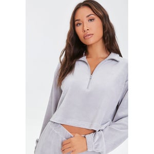 Pajama Half-Zip Crop Top