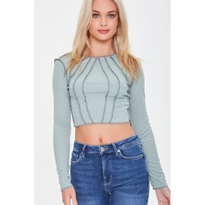 Ribbed Inverted-Seam Crop Top