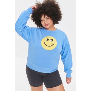 Plus Size Yin Yang Happy Face Pullover