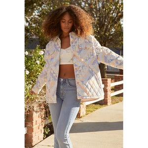 Quilted Floral Patternblock Shacket