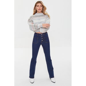 Button-Fly Flare Jeans