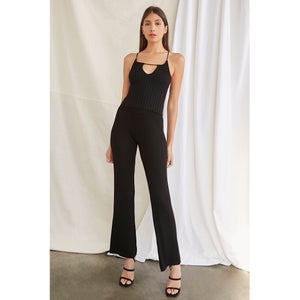 Ribbed High-Rise Flare Pants