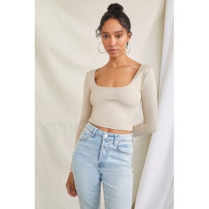 Fitted Long-Sleeve Crop Top