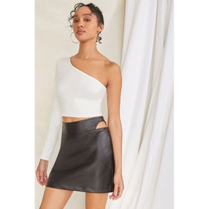 Faux Leather Cutout Mini Skirt