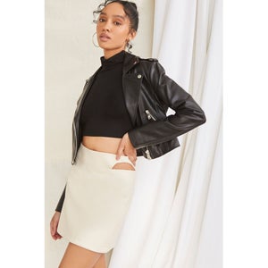 Faux Leather Cutout Mini Skirt