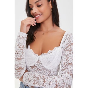 Floral Lace Scalloped Crop Top