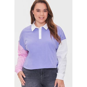 Plus Size Colorblock Rugby Shirt