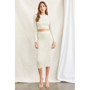 Marled Crop Top & Pencil Skirt Set