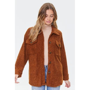 Faux Shearling Button-Front Shacket