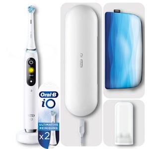 Oral-B iO 9 Special Edition Elektrische Zahnbürste, Lade-Reiseetui, white alabaster Zahnbürste mit 2 Aufsteckbürsten