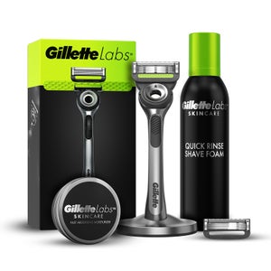 Gillette Labs Exfoliating Razor with Magnetic Stand, Shaving Foam and Gillette Labs Moisturiser