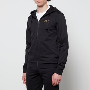 EA7 Men's Core Identity French Terry Zip Hoodie - Black/Gold