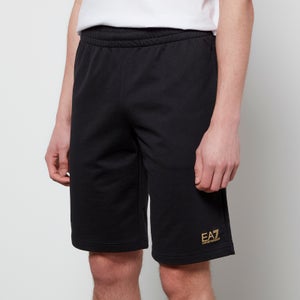 EA7 Men's Core Identity French Terry Shorts - Black/Gold