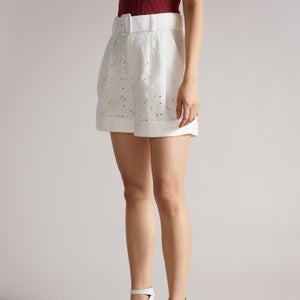 Ted Baker Suzet Embroidered Cotton-Blend Shorts