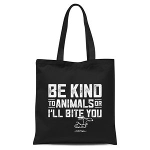 Peanuts Snoopy Be Kind To Animals Or I'll Bite You Tote Bag - Black