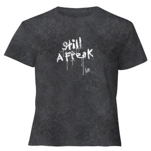 Korn Still A Freak Women's Cropped T-Shirt - Black Acid Wash