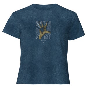 System Of A Down Hand Women's Cropped T-Shirt - Navy Acid Wash