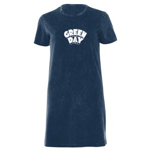 Green Day Bold Women's T-Shirt Dress - Navy Acid Wash