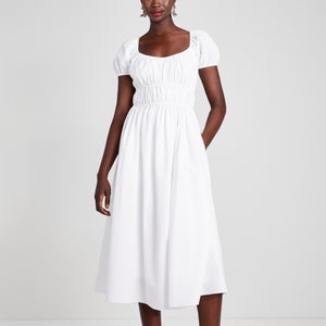 Kate Spade New York Women's Seersucker Puff Sleeve Dress - White