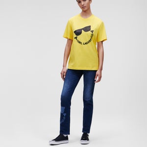 KARL LAGERFELD Women's Unisex Smiley T-Shirt - Yellow