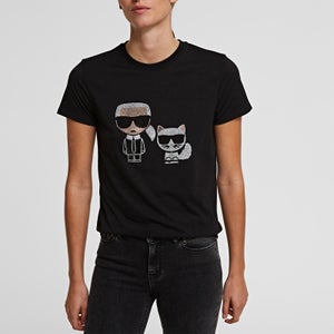 KARL LAGERFELD Women's Ikonik Rhinestone T-Shirt - Black