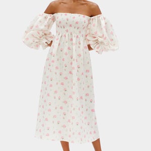 Sleeper Women's Atlanta Linen Dress - White & Pink