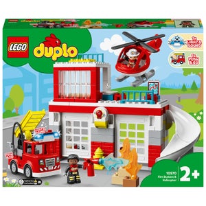 LEGO 10970 DUPLO Parque de Bomberos y Helicóptero, Juguetes para Niños