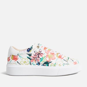 Ted Baker Lonnia Floral-Print Leather Flatform Trainers